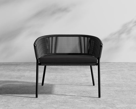 Afton Outdoor Lounge Chair - Black Cord, Black, Outdoor Fabric - Arcadia