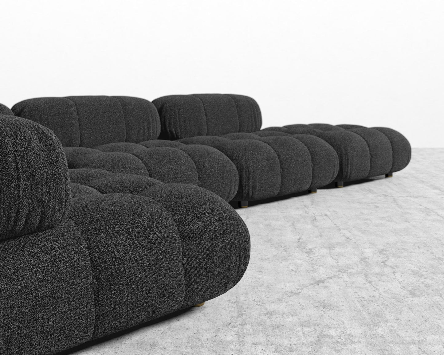Belia Modular Sectional - Chatou Bouclé - Caviar