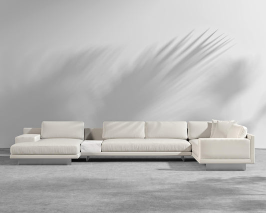 Dresden Outdoor Modular Sectional - Brushed Steel - Dresden Outdoor, Armrest, Left-Hand-Facing, Outdoor Fabric - Palisades