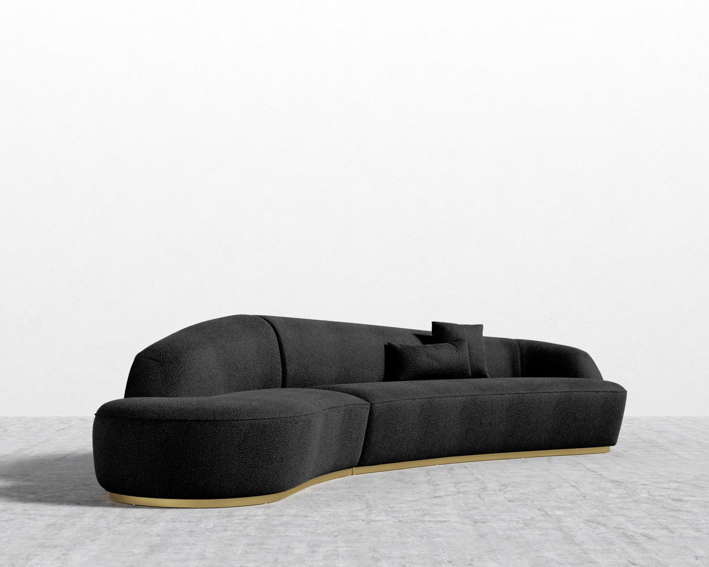 Reya Curved Sectional - Brushed Brass - Grand Curved, Curved Chaise Left, Chatou Bouclé - Caviar