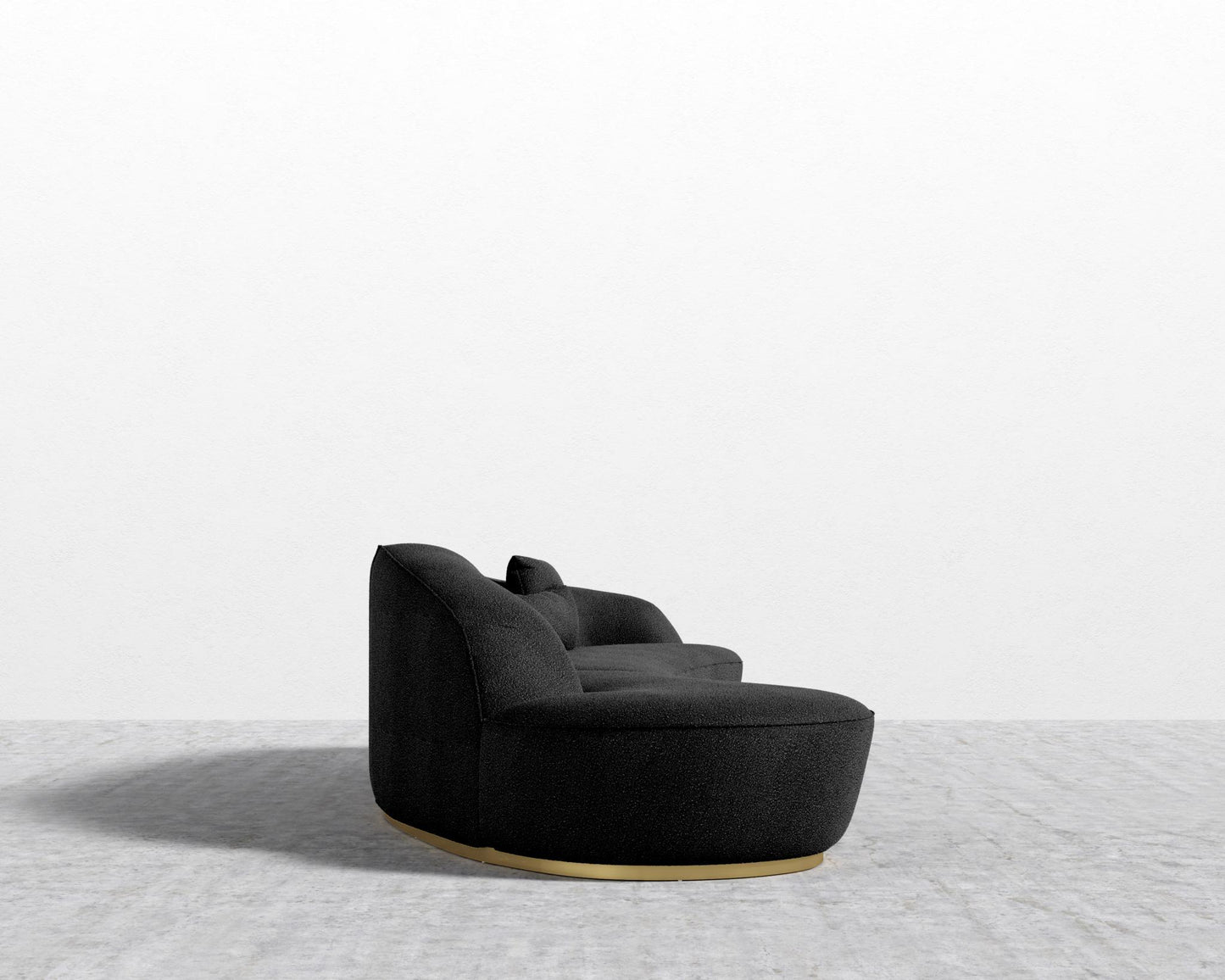 Reya Curved Sectional - Brushed Brass - Grand Curved, Curved Chaise Left, Chatou Bouclé - Caviar