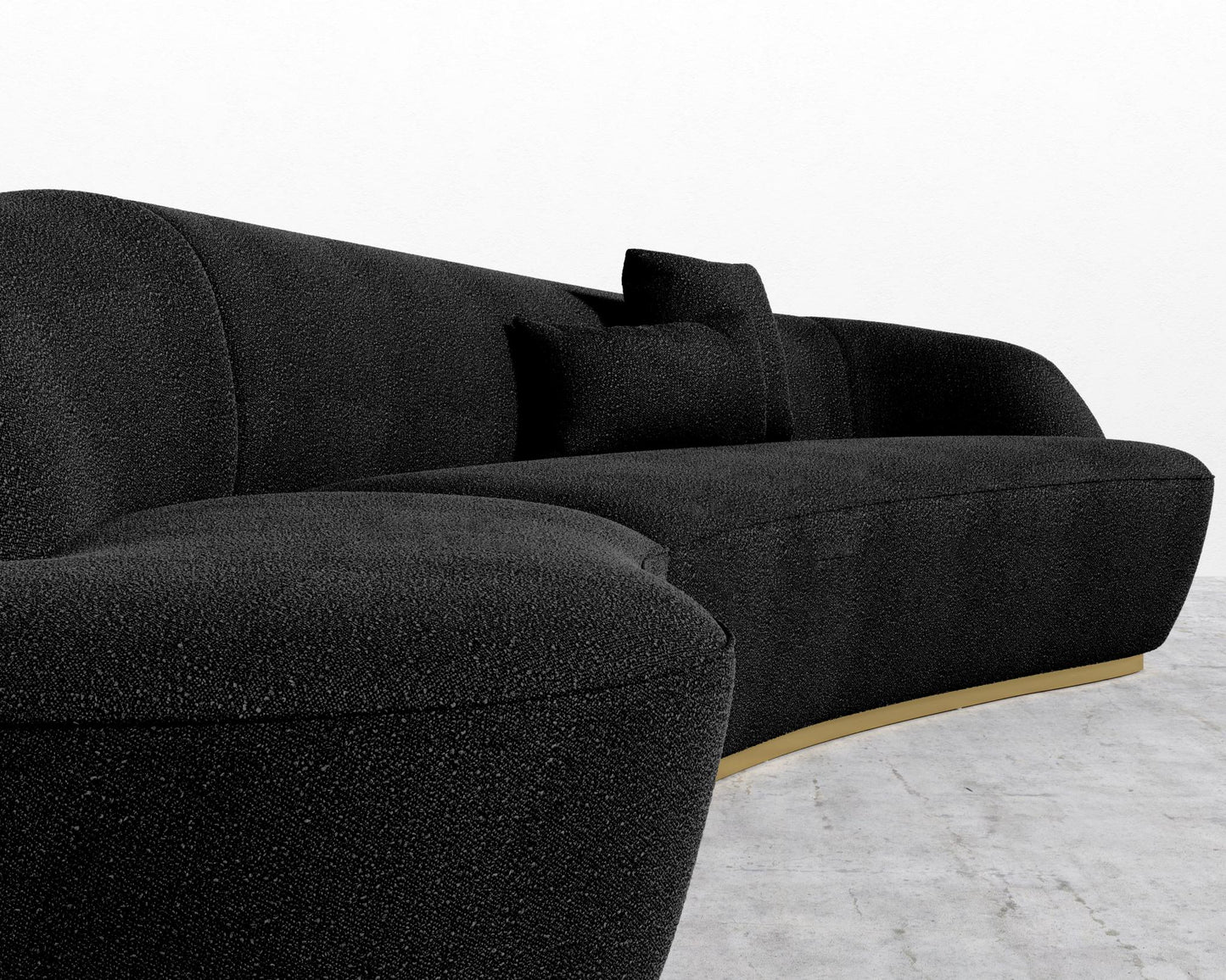 Reya Curved Sectional - Brushed Brass - Grand Curved, Curved Chaise Left, Chatou Bouclé - Caviar