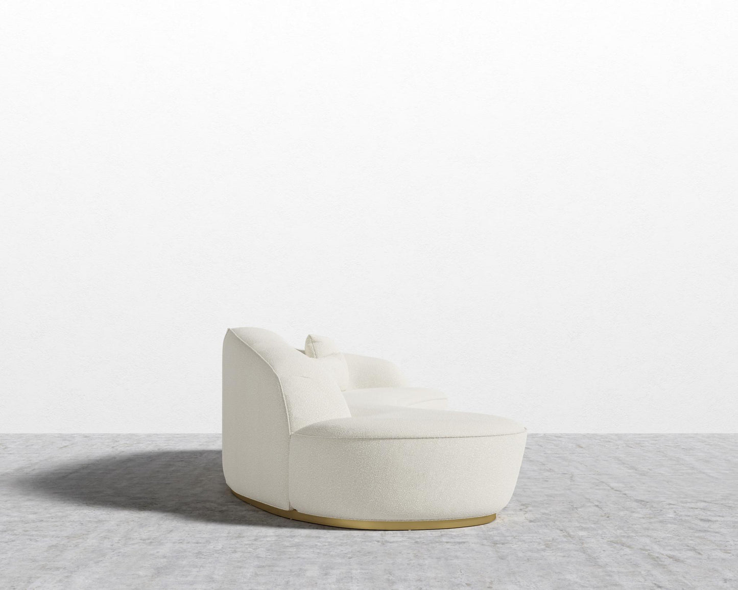 Reya Curved Sectional - Brushed Brass - Grand Curved, Curved Chaise Left, Chatou Bouclé - Pearl