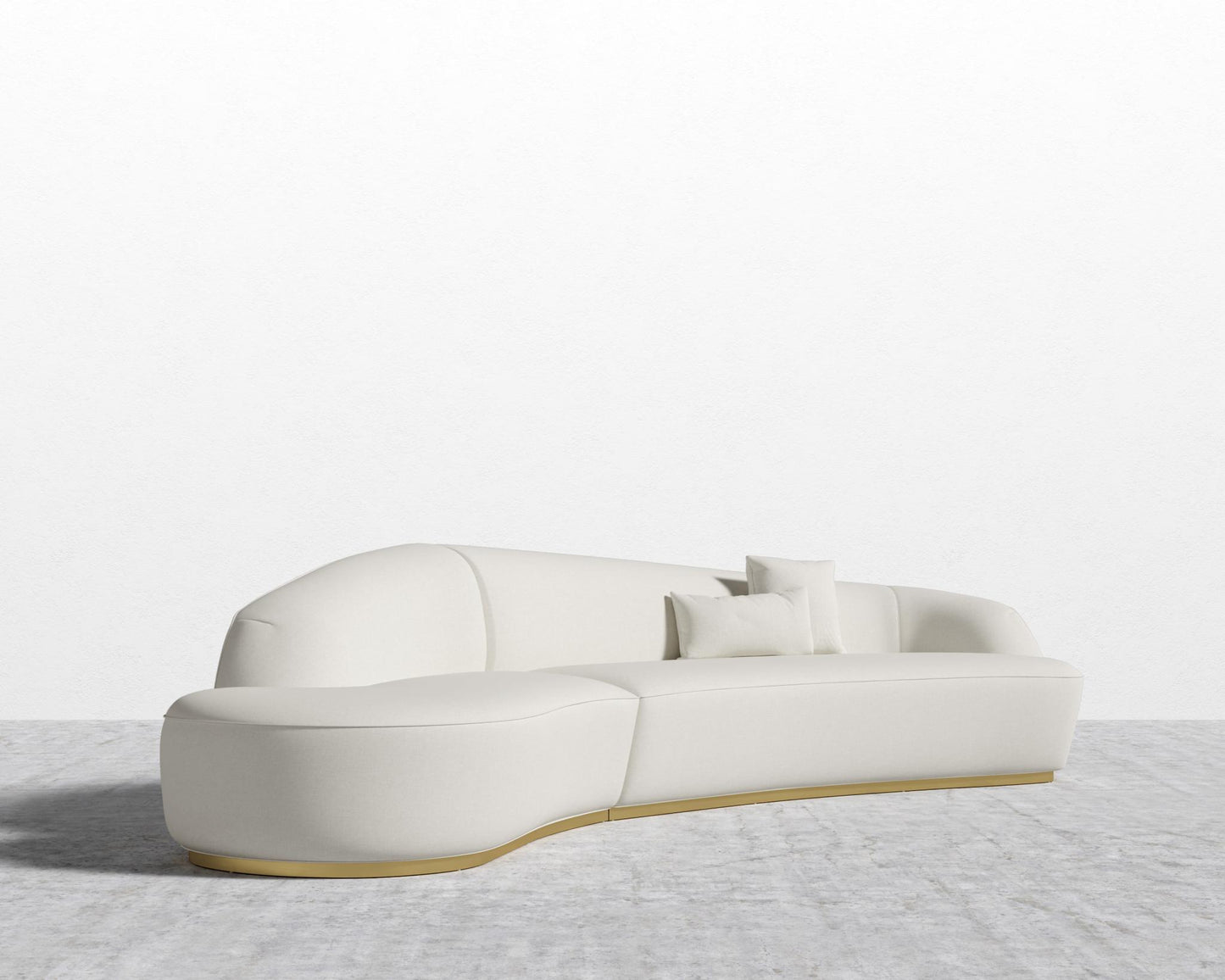 Reya Curved Sectional - Brushed Brass - Grand Curved, Curved Chaise Left, Modern Felt - Alesund