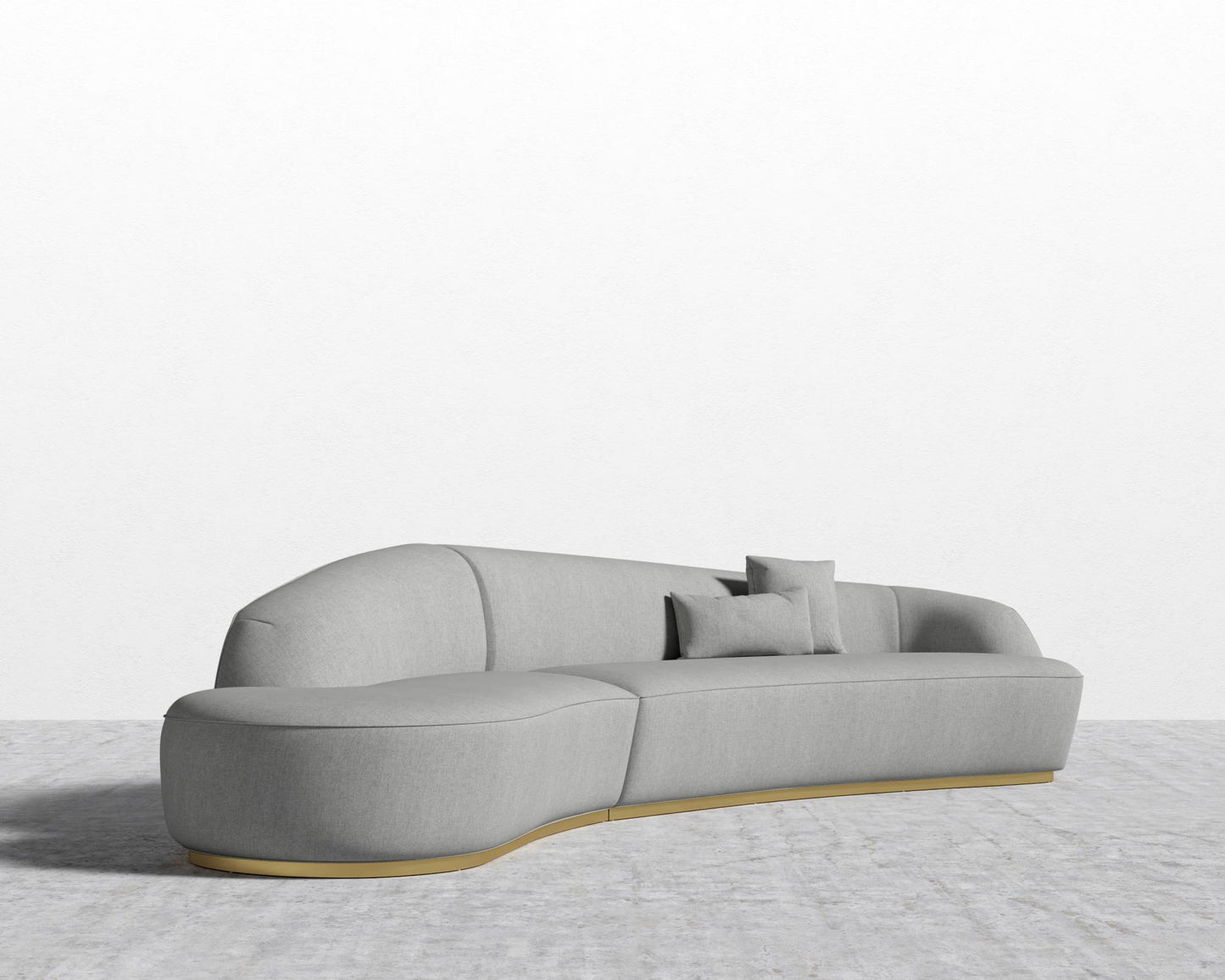 Reya Curved Sectional - Brushed Brass - Grand Curved, Curved Chaise Left, Modern Felt - Malmo