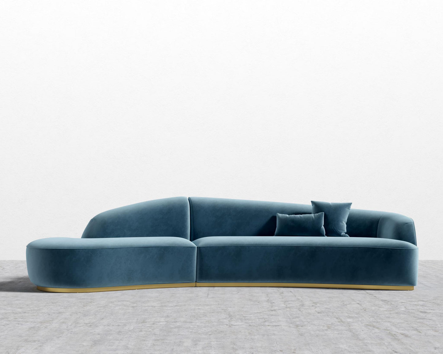 Reya Curved Sectional - Brushed Brass - Grand Curved, Curved Chaise Left, Vintage Velvet - Solstice