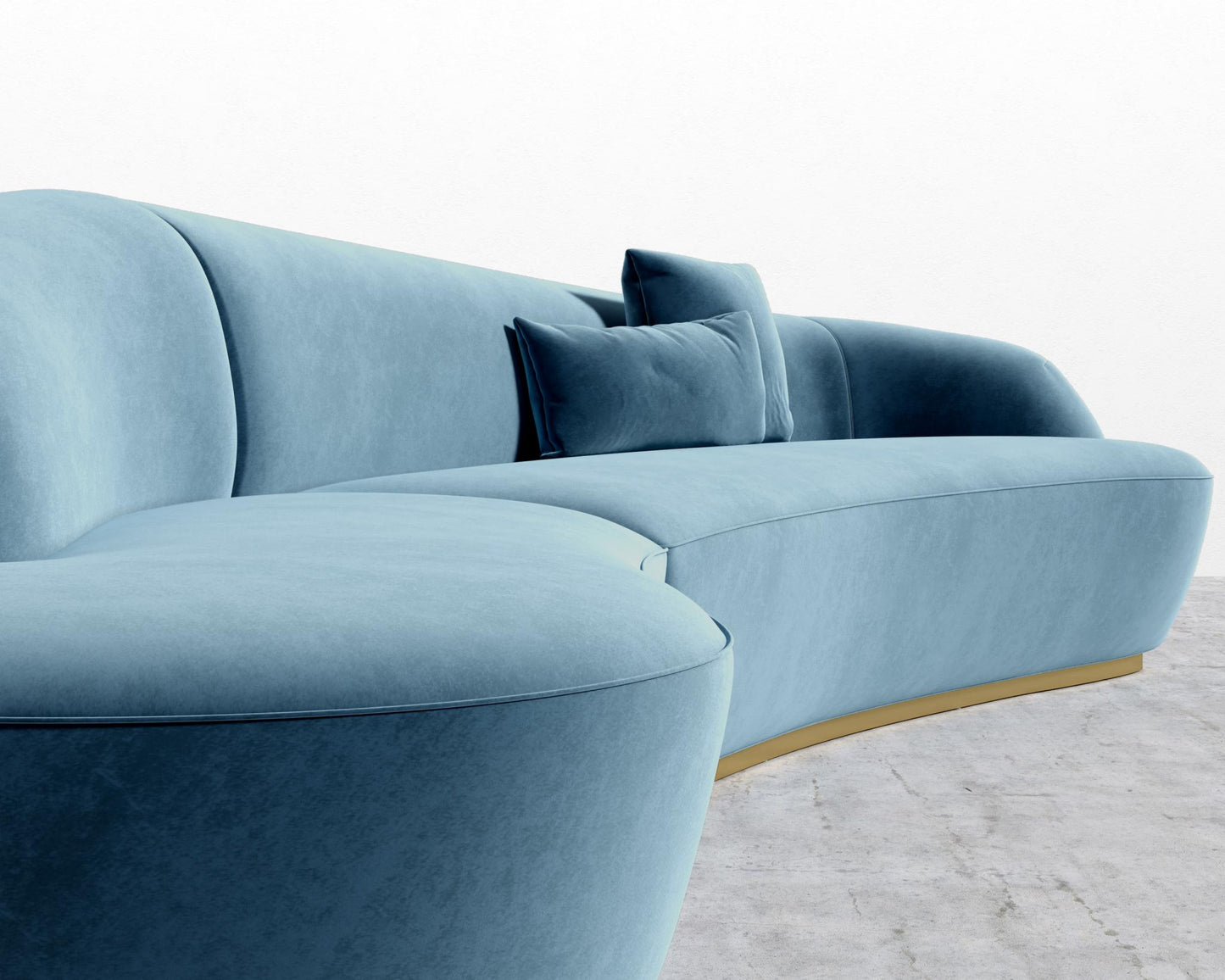 Reya Curved Sectional - Brushed Brass - Grand Curved, Curved Chaise Left, Vintage Velvet - Solstice