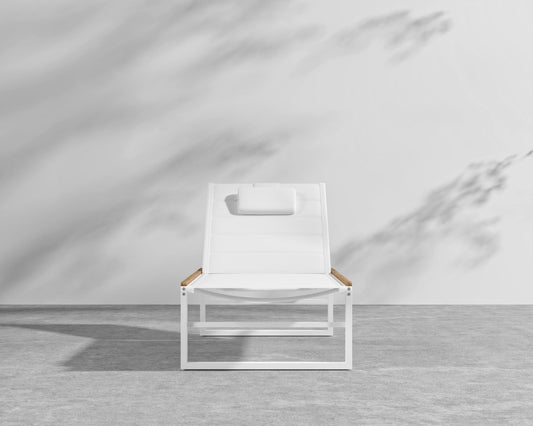 Linnea Outdoor Lounger - White, Teak