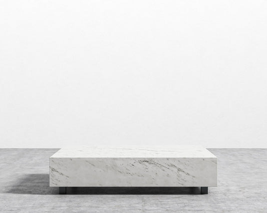 Liza Coffee Table - Marble - 40" x 40" | 102 x 102cm, Matte Black - Liza Coffee Table, White Carrara Marble