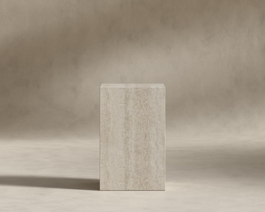 Liza Side Table (Black Label) - White Travertine