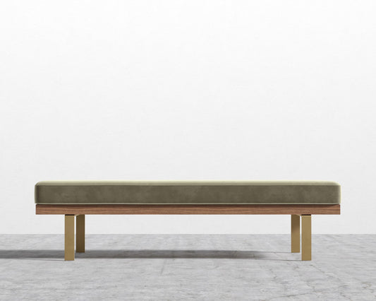 Maria Bench - Maria Brushed Brass, Maria Signature Plush Velvet - Olive Green