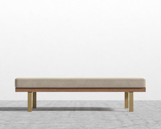 Maria Bench - Maria Brushed Brass, Maria Signature Plush Velvet - Warm Taupe