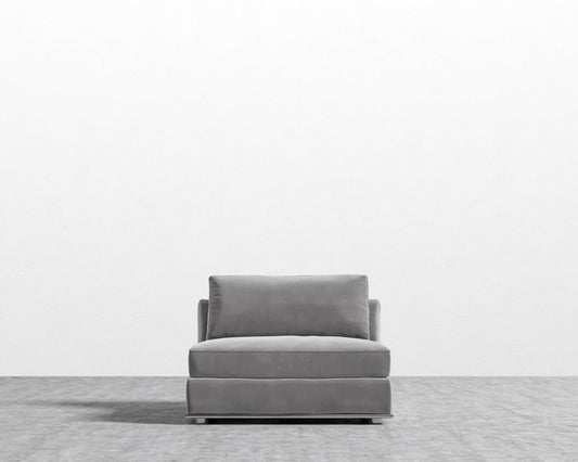 Milo 1-Seater - Armless - Plush Velvet - Glacier Grey