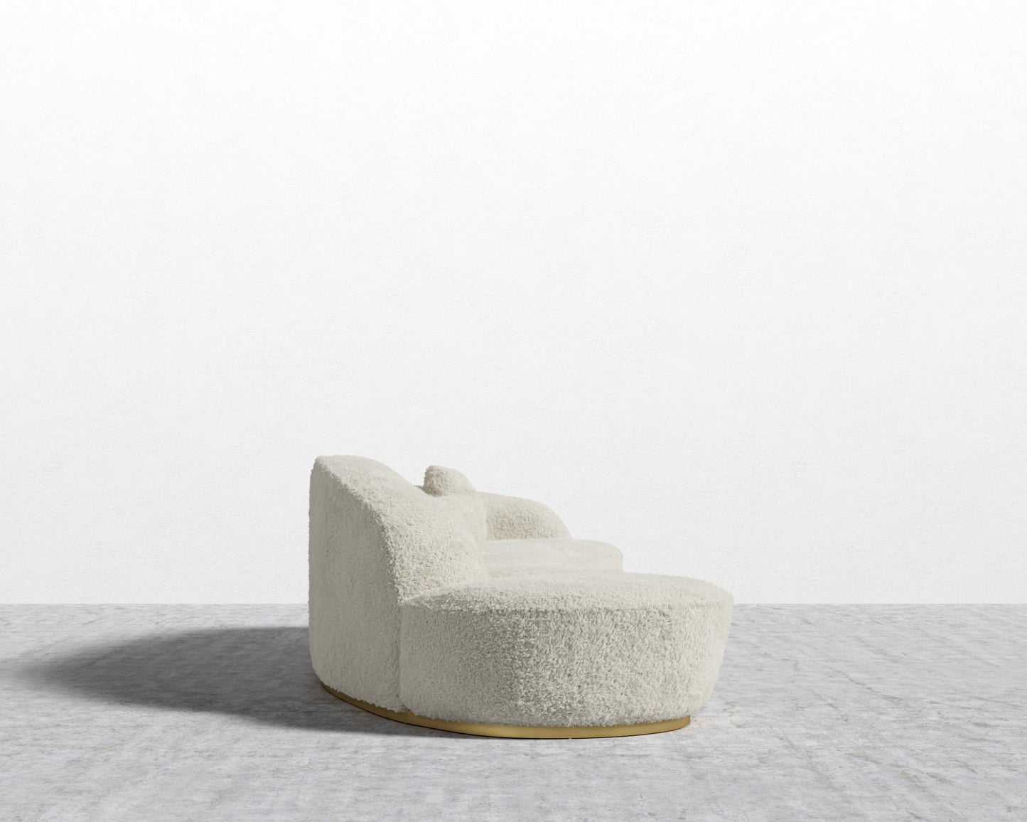 Reya Curved Sectional - Brushed Brass - Grand Curved, Curved Chaise Left, Shearling - Almond