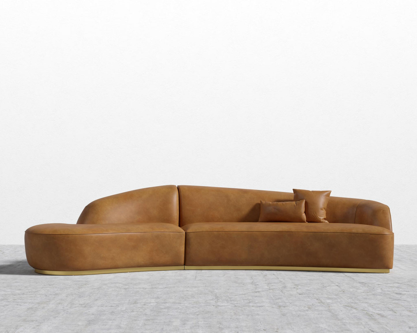 Reya Curved Sectional - Brushed Brass - Grand Curved, Curved Chaise Left, Microfiber Leather - Trento Morocco