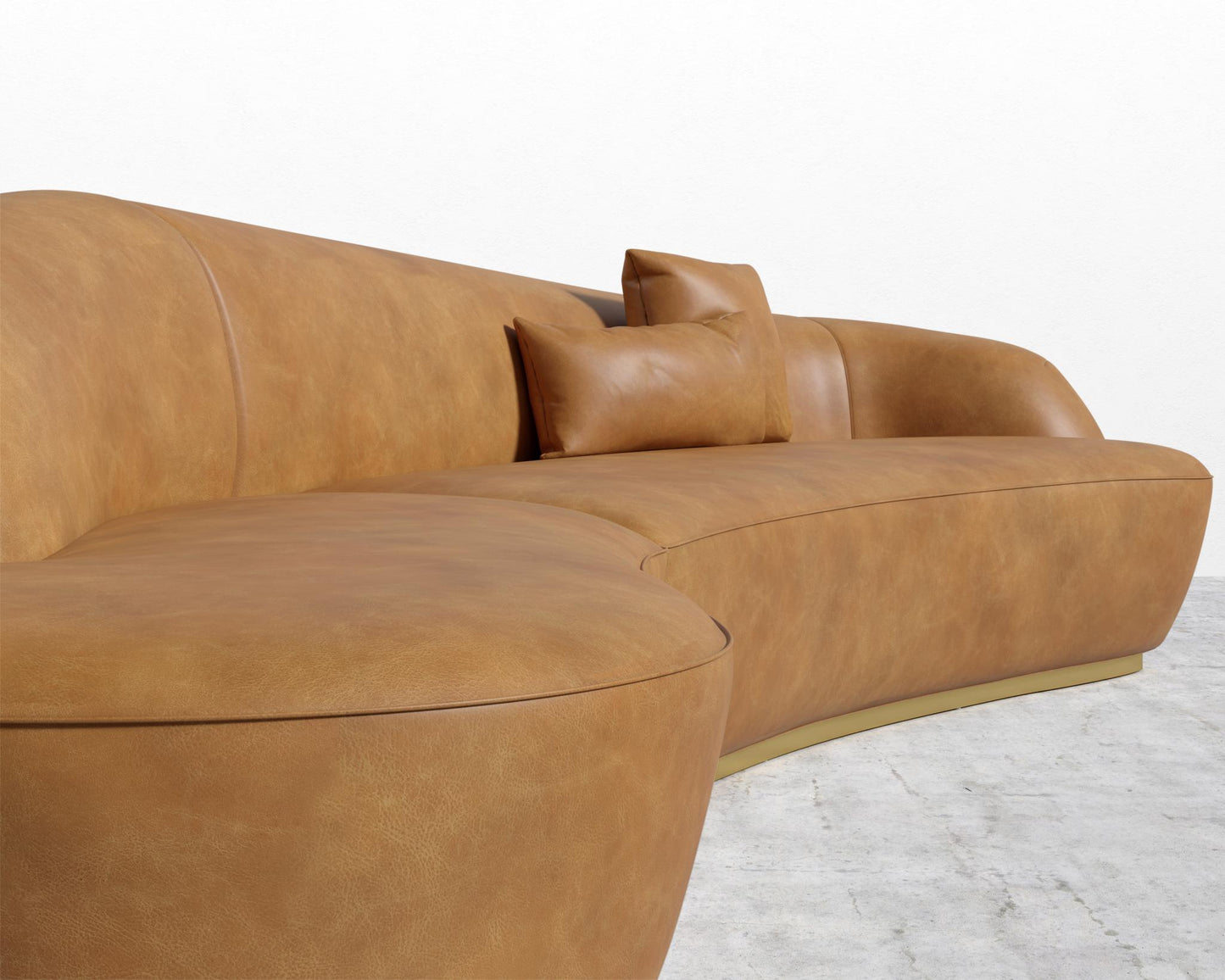 Reya Curved Sectional - Brushed Brass - Grand Curved, Curved Chaise Left, Microfiber Leather - Trento Morocco