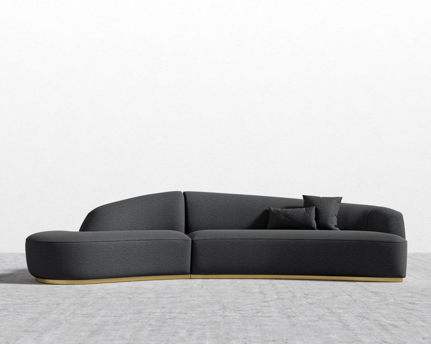 Reya Curved Sectional - Brushed Brass - Grand Curved, Curved Chaise Left, Modern Felt - Stockholm