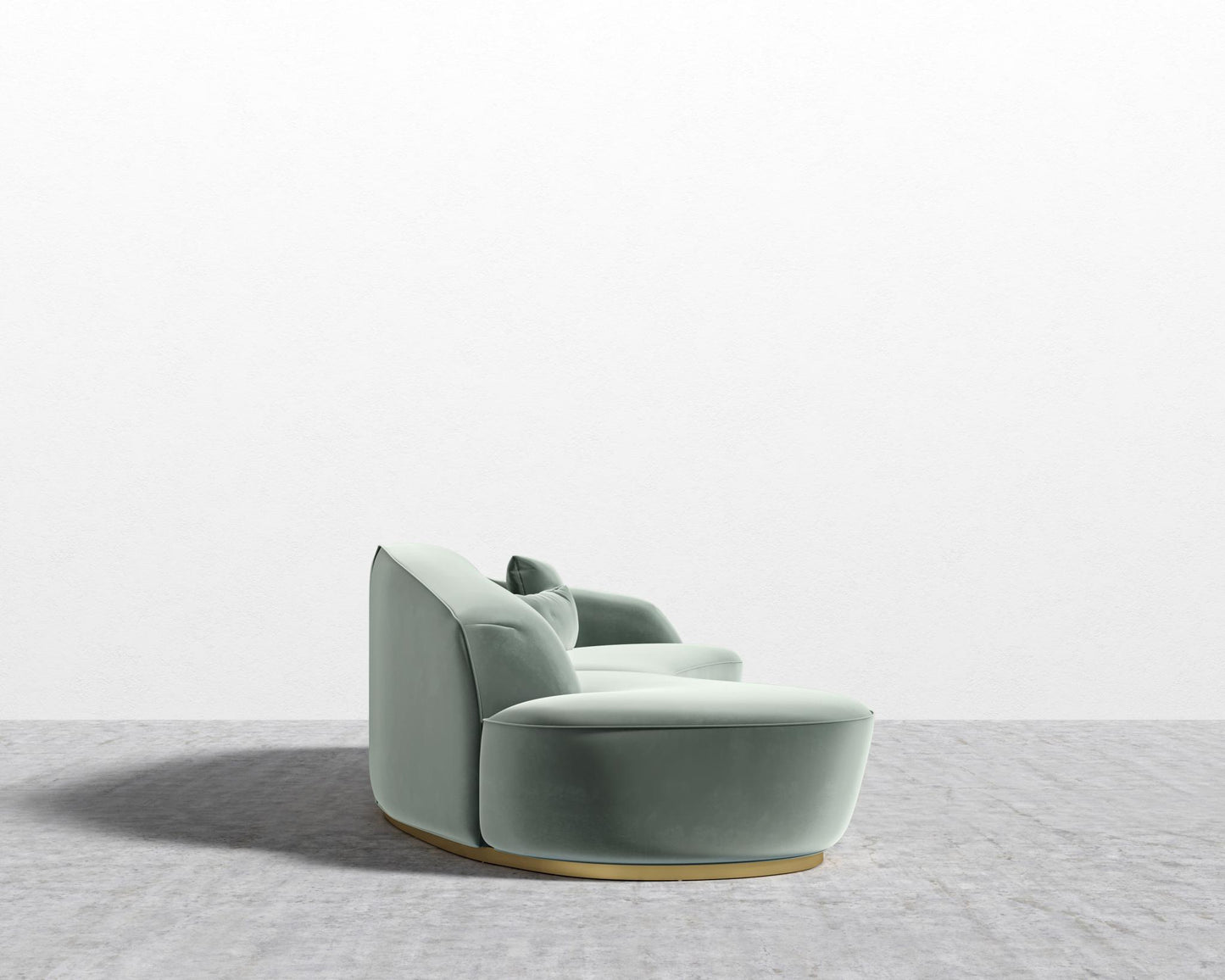 Reya Curved Sectional - Brushed Brass - Grand Curved, Curved Chaise Left, Plush Velvet - Moonstone