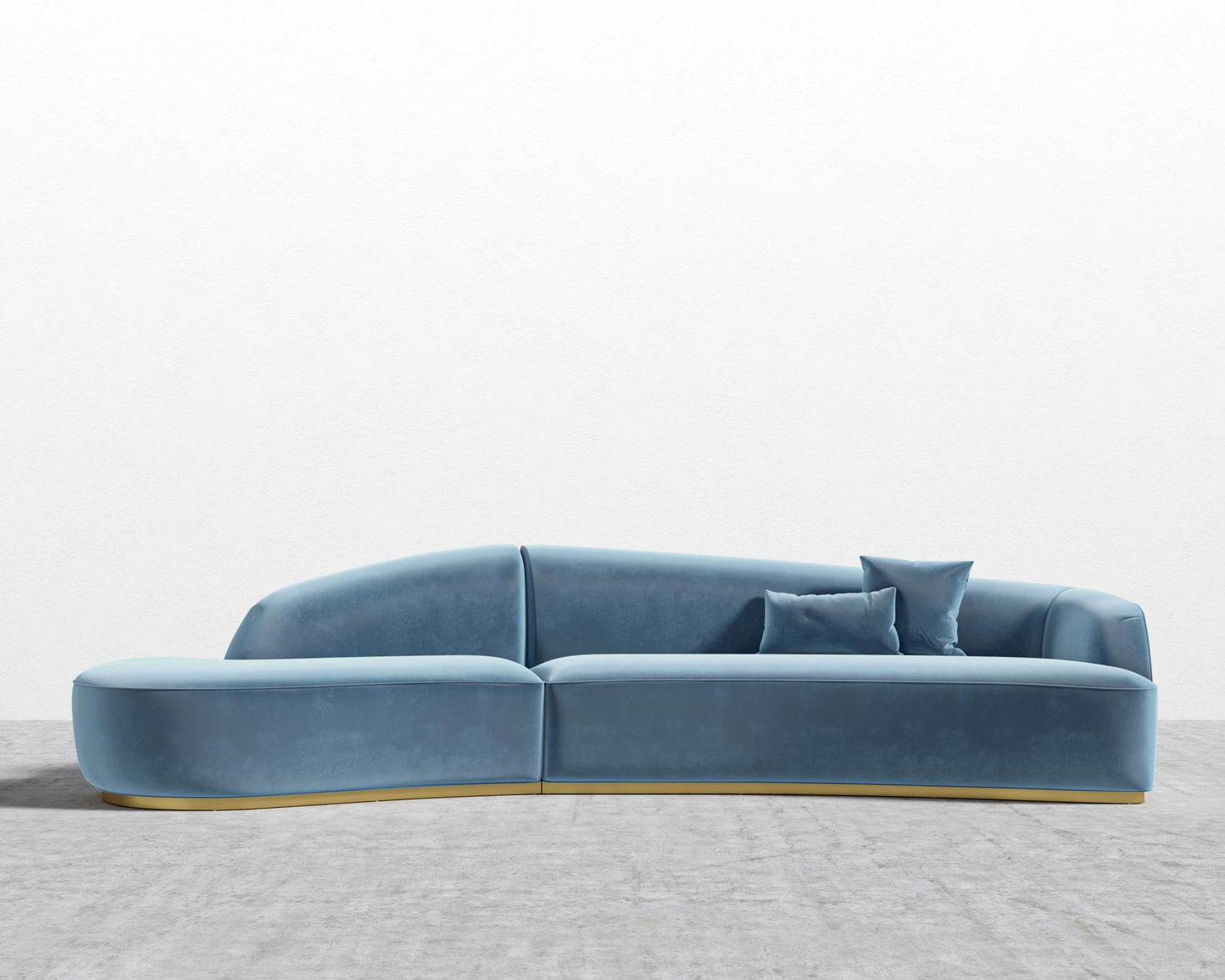Reya Curved Sectional - Brushed Brass - Grand Curved, Curved Chaise Left, Plush Velvet - Solstice