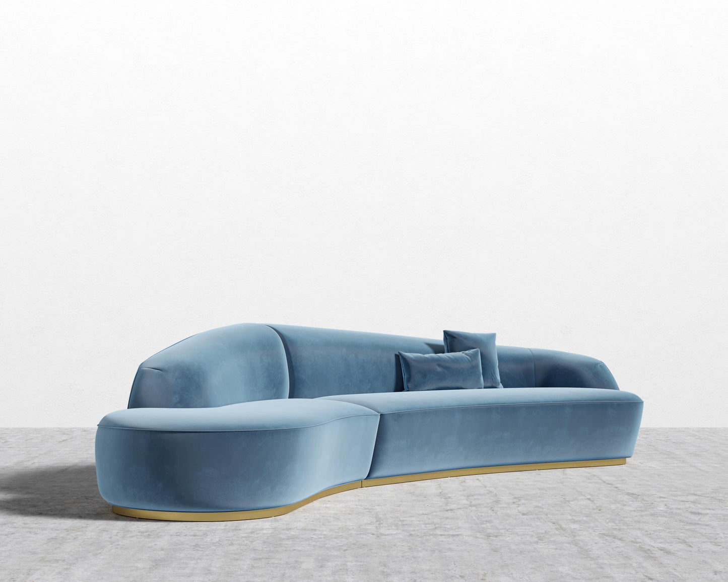Reya Curved Sectional - Brushed Brass - Grand Curved, Curved Chaise Left, Plush Velvet - Solstice