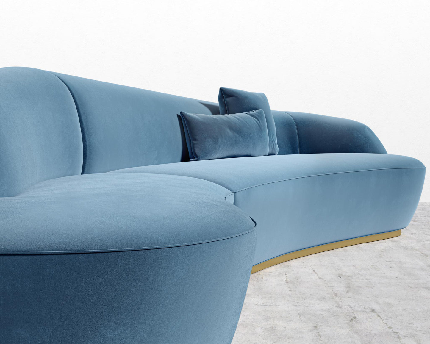 Reya Curved Sectional - Brushed Brass - Grand Curved, Curved Chaise Left, Plush Velvet - Solstice