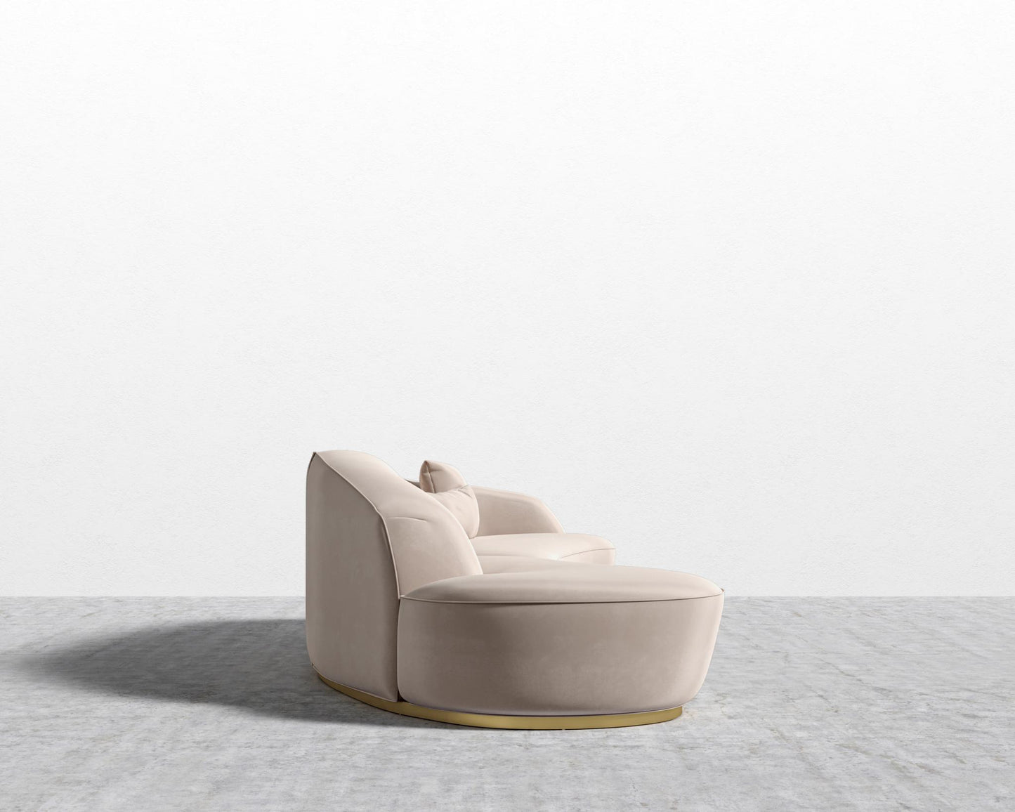 Reya Curved Sectional - Brushed Brass - Grand Curved, Curved Chaise Left, Plush Velvet - Blush