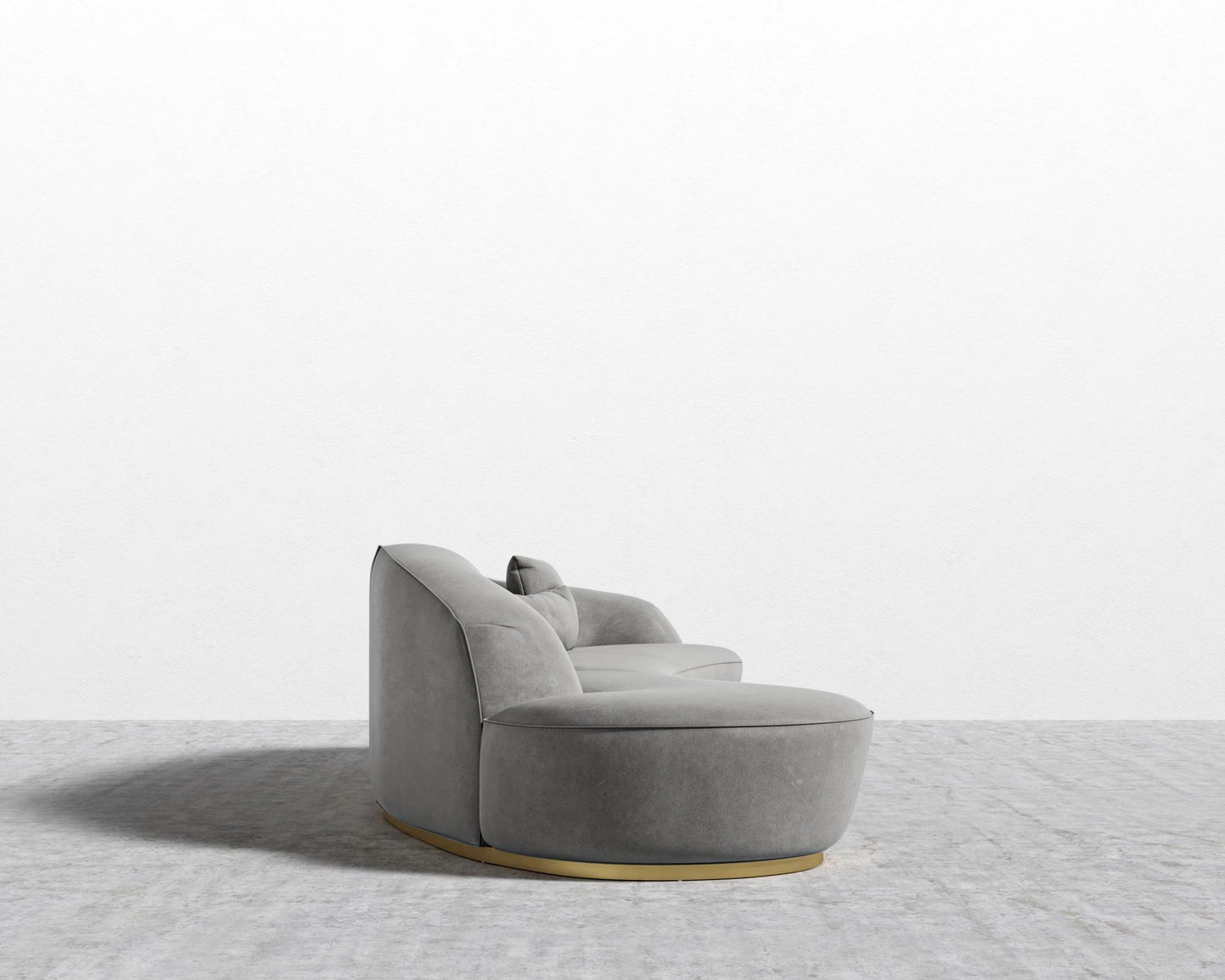 Reya Curved Sectional - Brushed Brass - Grand Curved, Curved Chaise Left, Venice Vegan Suede - Strato