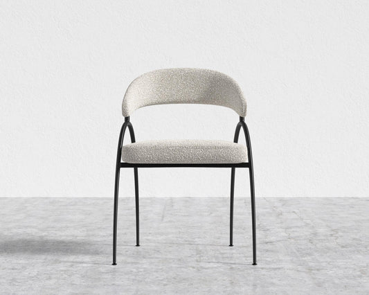 Uma Dining Chair - Black - Uma, Chatou Bouclé - Pearl