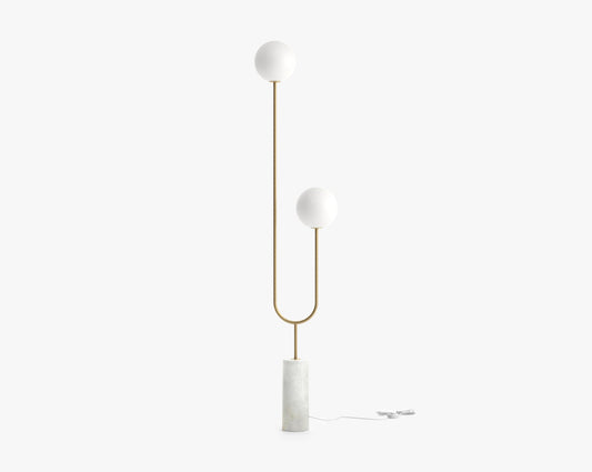 Uma Floor Lamp - Brass w/ Mandalay White Marble